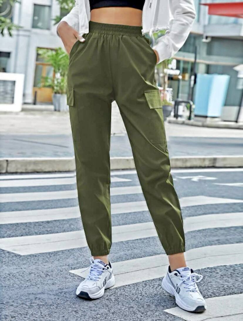 Buckle Strap Flap Pocket Cargo Pants